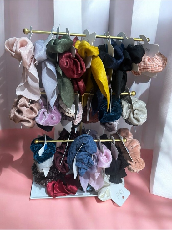 Accessories - Multicolor Satin & Velvet Scrunchie Set (24 pieces)